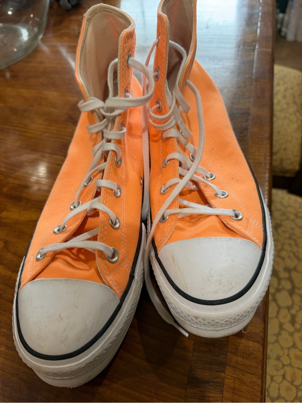 Converse Orange and White High-Top Sneakers